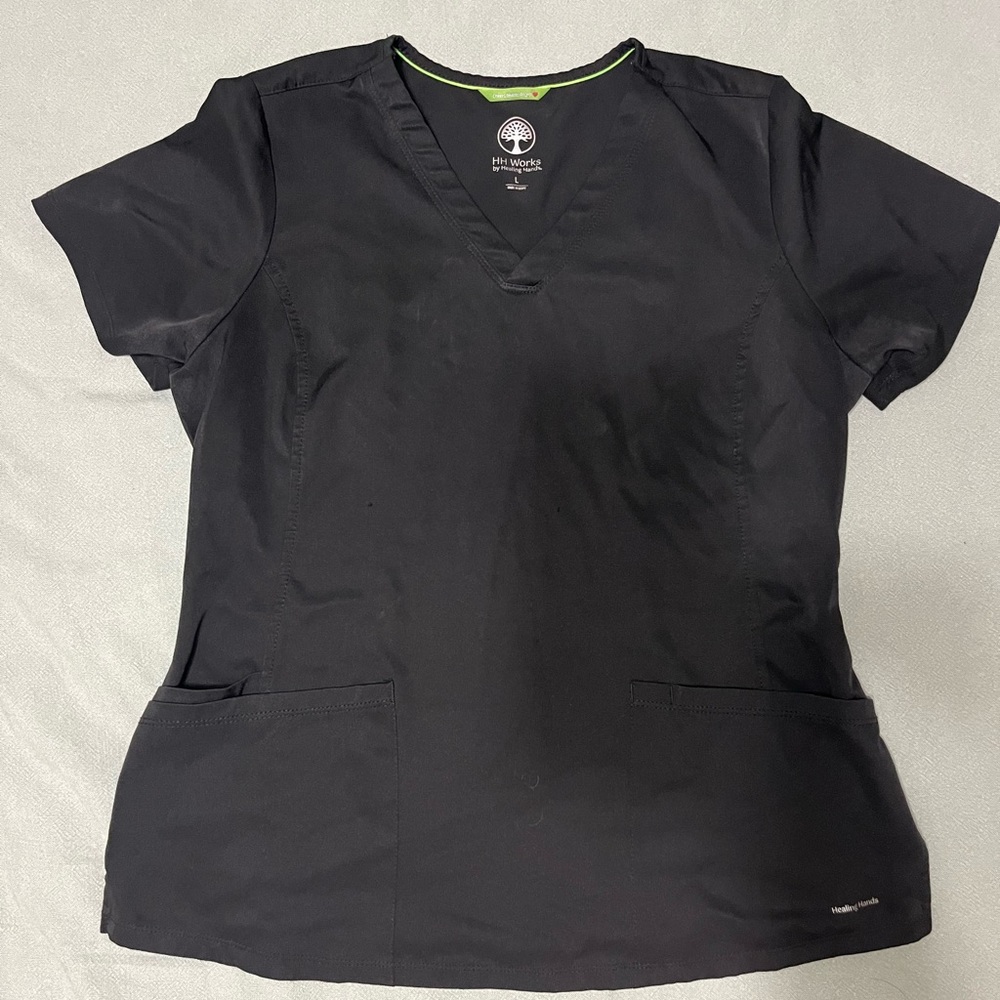 Healing Hands Women’s Scrub Top, black, size L